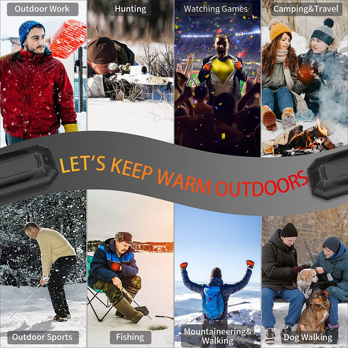 FANDLISS Magnetic Hand Warmers 10000Mah Rechargeable with Double-Sided Heating Portable & Reusable for Winter Outdoors Camping Hunting Perfect Gift